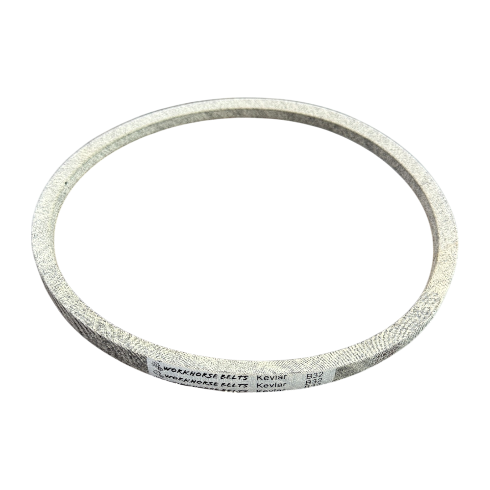 Kevlar V-Belt B32 (5L350) with color white and logo (Cord inside and coated cotton wrapped outside)