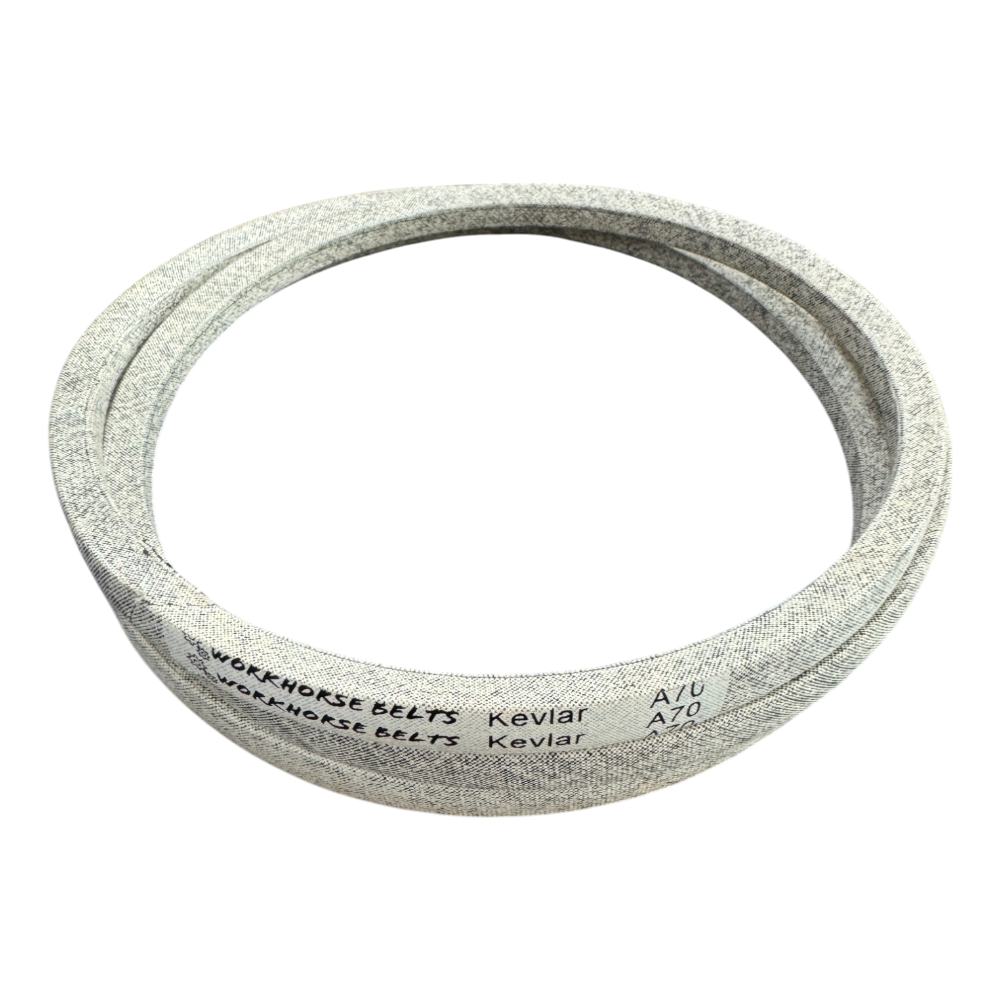Kevlar V-Belt A70 with color white and logo (Cord inside and coated cotton wrapped outside)